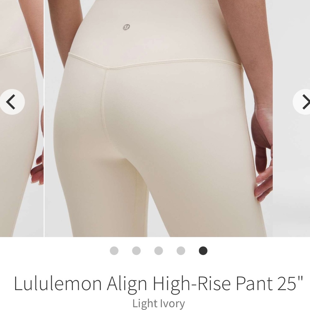 Lululemon Align High Rise Pant 25” - size 8 in Light Ivory